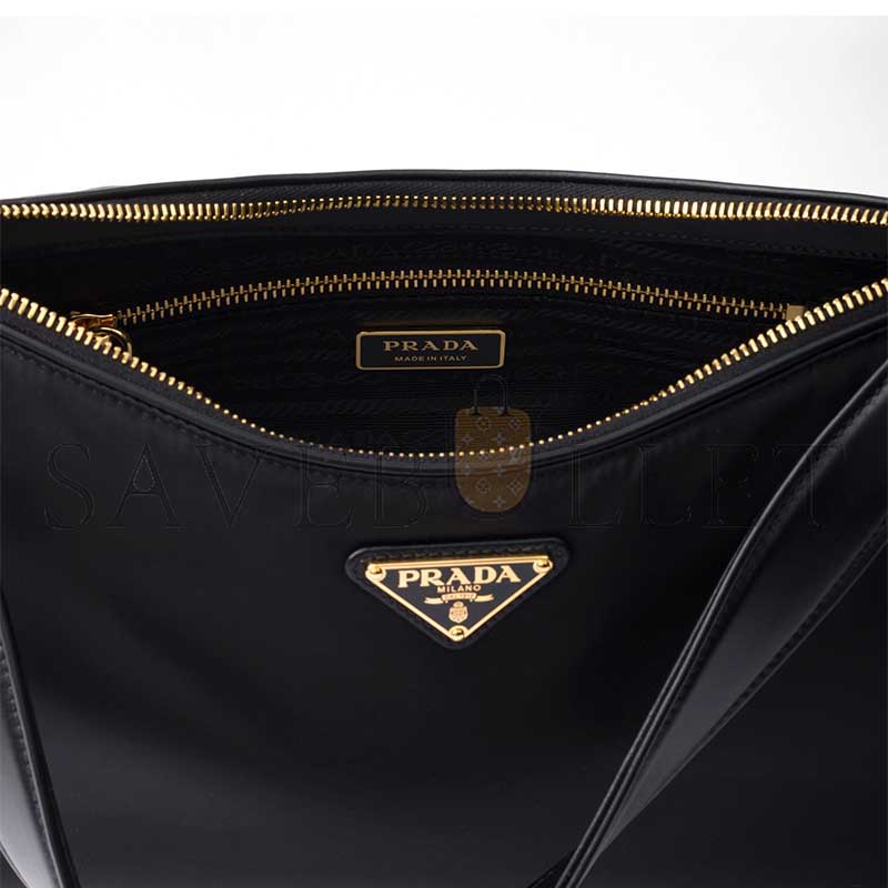 Pra*a aimÉe large re-nylon and leather shoulder bag with padlock 1bc232 (34*19.5*10cm)